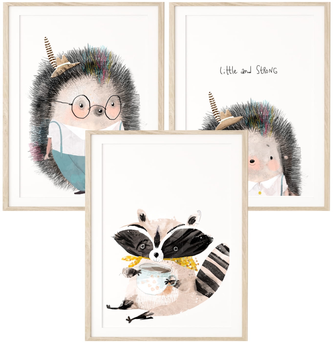 Zestaw 3 plakaty  jeże szop z herbatką.jpg