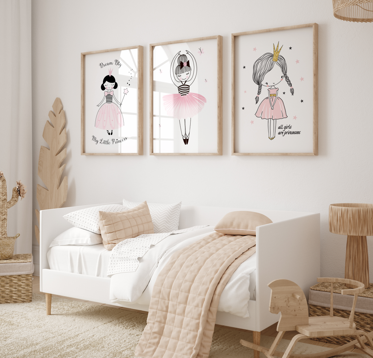 Tryptyk plakatów dla dziewczynki Królewna Baletnica Wróżka – Mała Pracownia