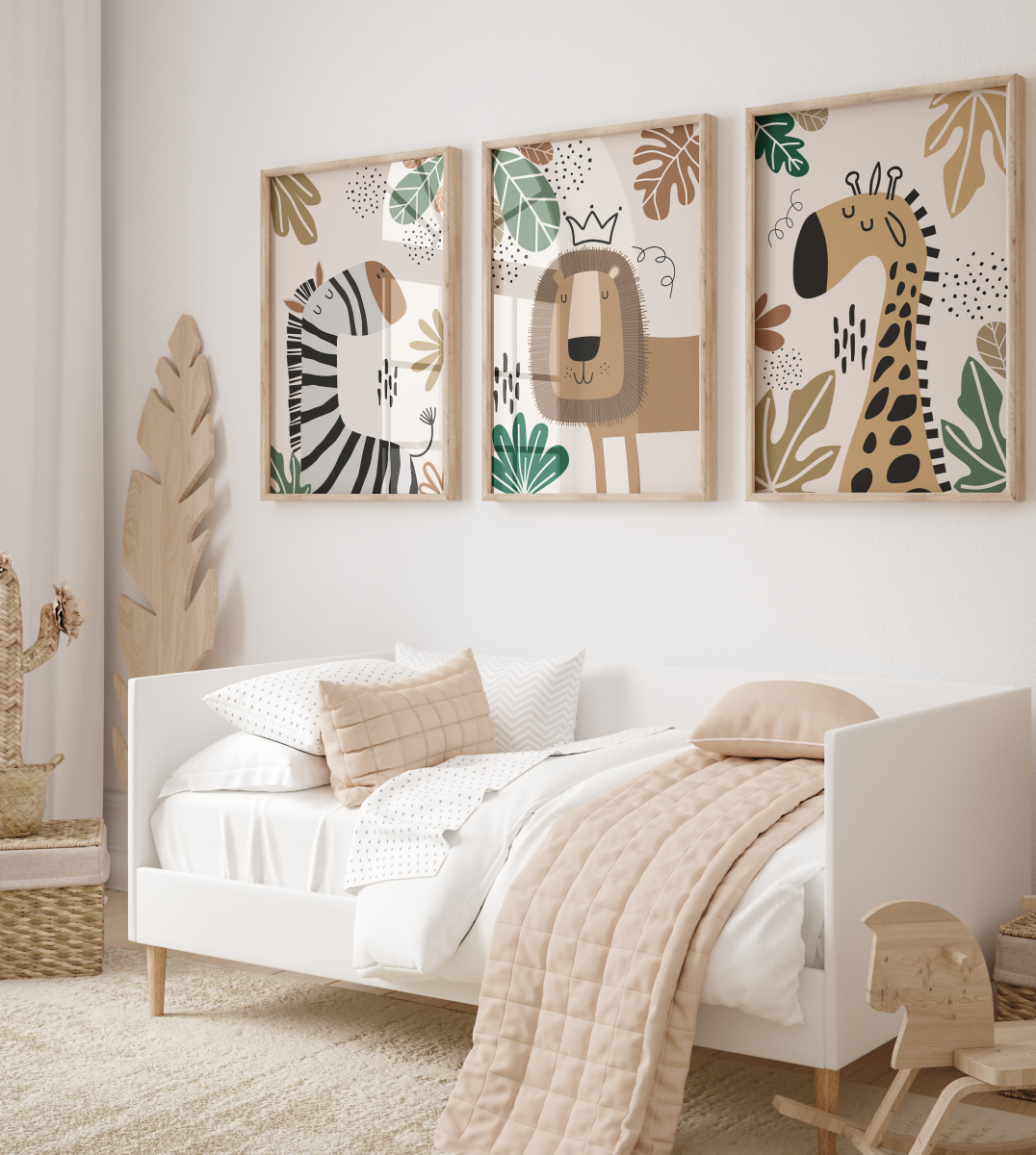 Zestaw 3 plakaty Zwierzęta Safari Boho Zebra, Lew, Żyrafa.png