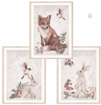 Plakaty z lisem, królikiem i jelonkiem – zestaw 3 plakatów do pokoju dziecka