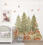 Leśna naklejka na ścianę z sarenkami – Mała Pracownia