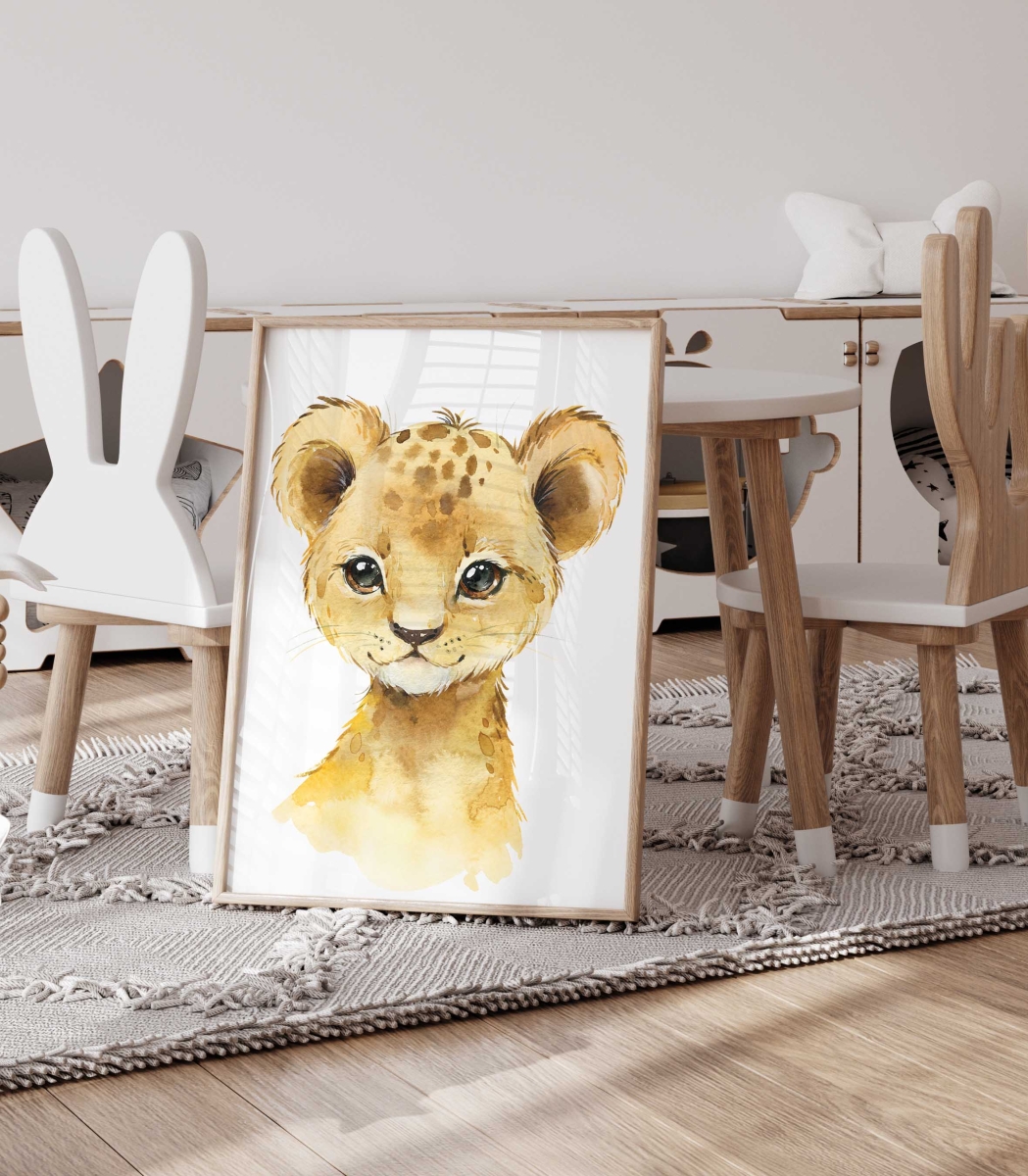 plakat ze lwem do pokoju dziecka, akwarela.jpg