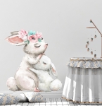 Króliczek z mamusią, konfetti - Naklejka na ścianę, naklejka ścienna.jpg