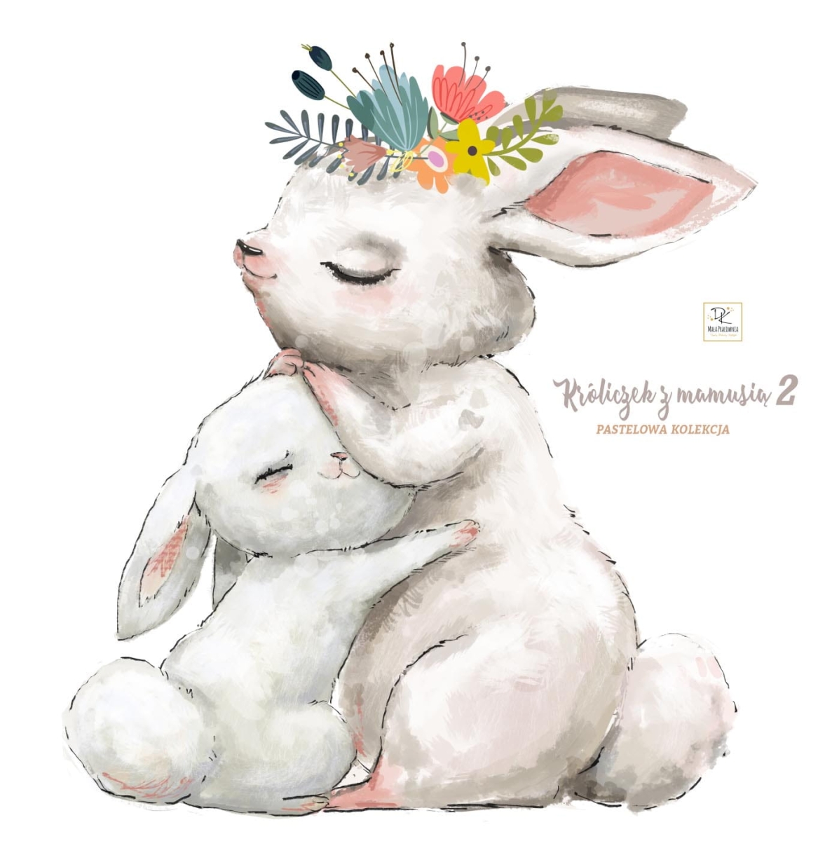 Króliczek, zajączek z mamusią - Naklejka na ścianę, naklejka ścienna.jpg