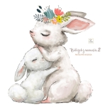 Króliczek, zajączek z mamusią - Naklejka na ścianę, naklejka ścienna.jpg