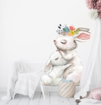 Króliczek, zajączek z mamusią  Naklejka na ścianę, naklejka ścienna.jpg