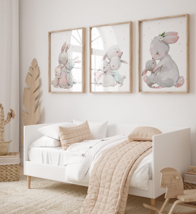 Zestaw 3 plakaty, obrazki  Słodkie Króliczki z mamusią.jpg