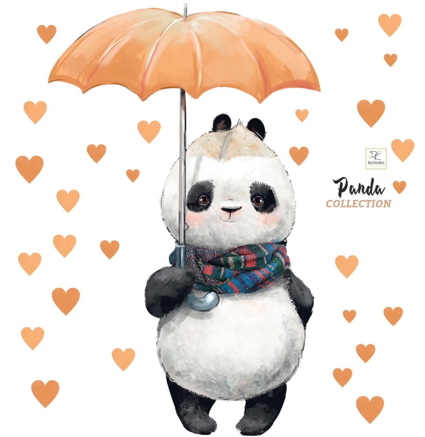Naklejka Panda z parasolką, serca.jpg
