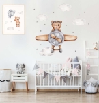 Miś w samolocie - Naklejka na ścianę, naklejka ścienna.jpg