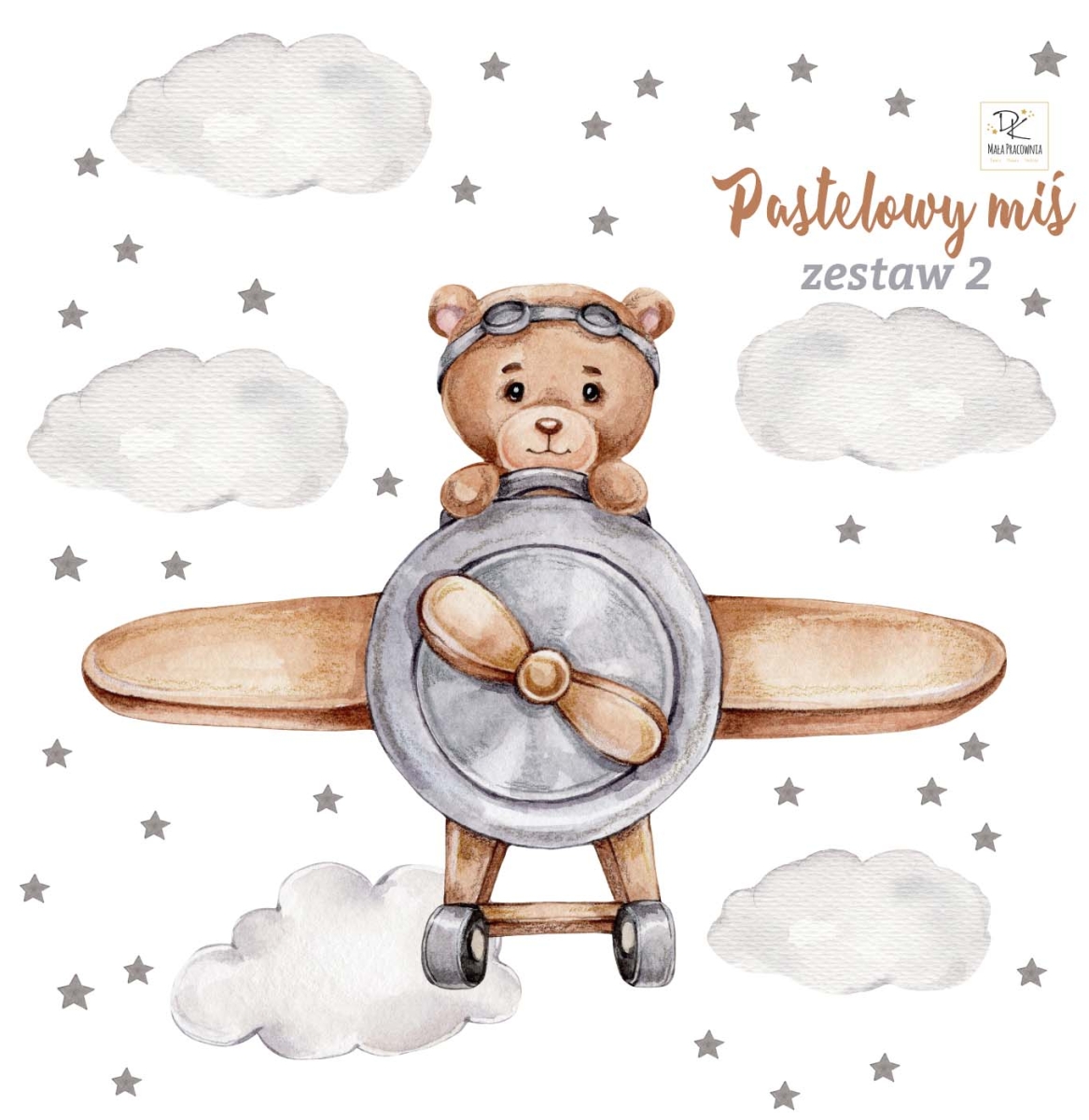 Naklejka na ścianę Miś w samolocie wzór 2.jpg