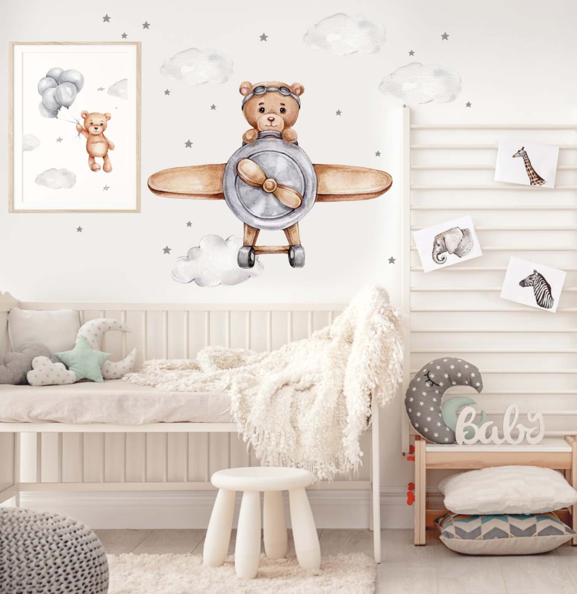 Naklejka dla dzieci miś w samolocie zestaw 2.jpg