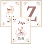 Zestaw 3 plakaty Leśne zwierzęta, metryczka imię dziecka Zestaw 5.jpg