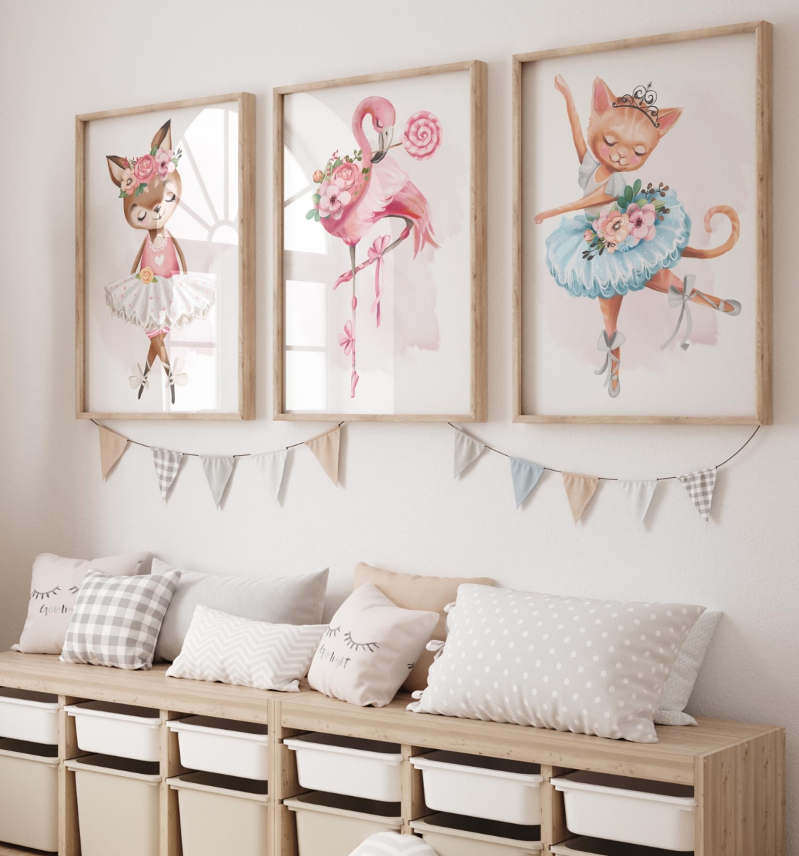 Zestaw 3 plakaty kotek, sarenka, flaming - Kolekcja balet   Nr.6.jpg