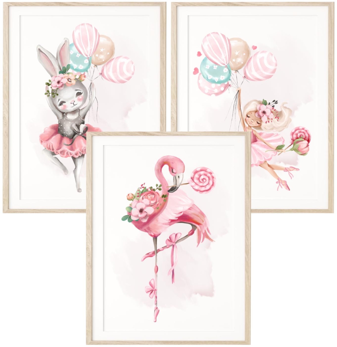Zestaw 3 plakaty flaming, króliczek z balonikami Imię dziecka balet Nr.2.jpg