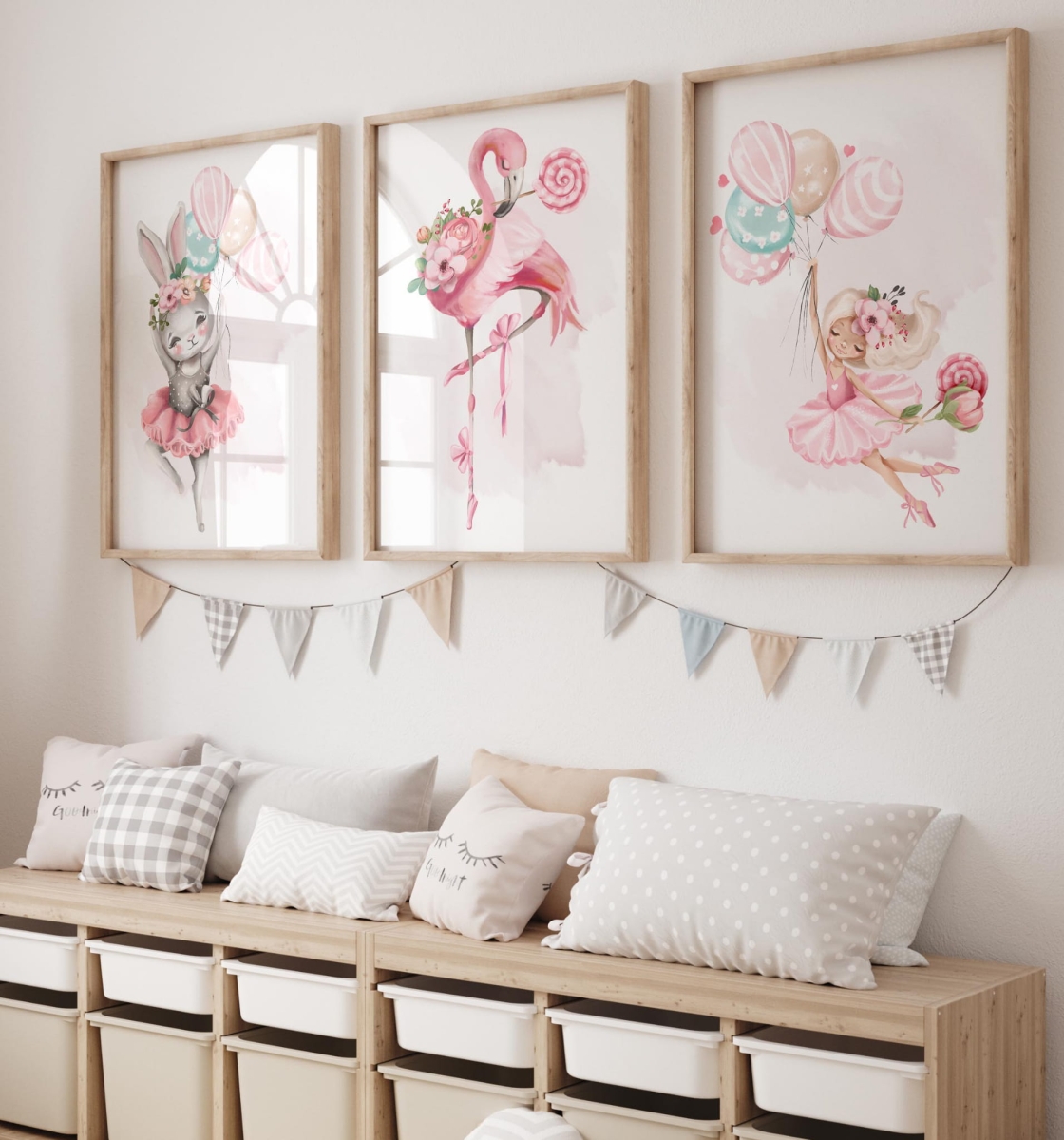 Zestaw 3 plakaty flaming, króliczek z balonikami Kolekcja balet  Nr.2.jpg