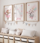 Zestaw 3 plakaty miś, słonik z balonikami Imię dziecka Kolekcja balet  Nr.3.jpg