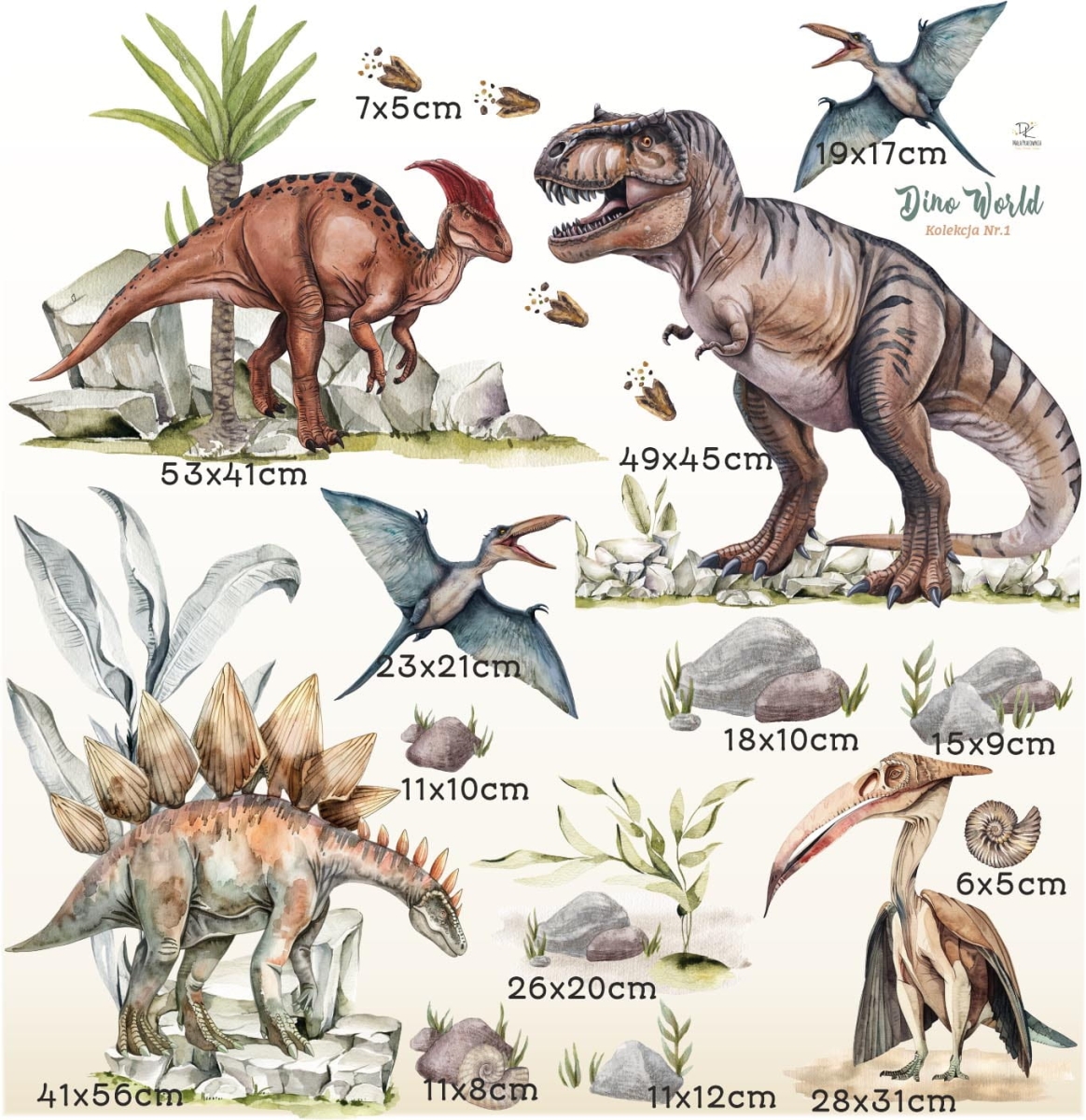 Dinozaury Komplet DK188  Wymiary Zestaw M.jpg