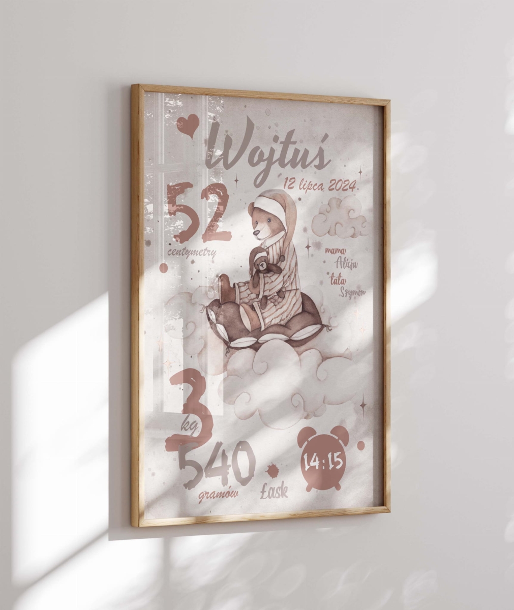 Dekoracja dziecięcego pokoju – miś na chmurce