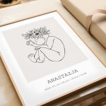 Metryczka dla dziecka Line Art Nr 4 – szkicowy portret niemowlęcia – Mała Pracownia