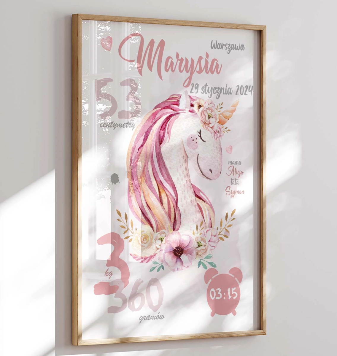 Jednorożec Plakat, Metrytczka na ścianę.jpg