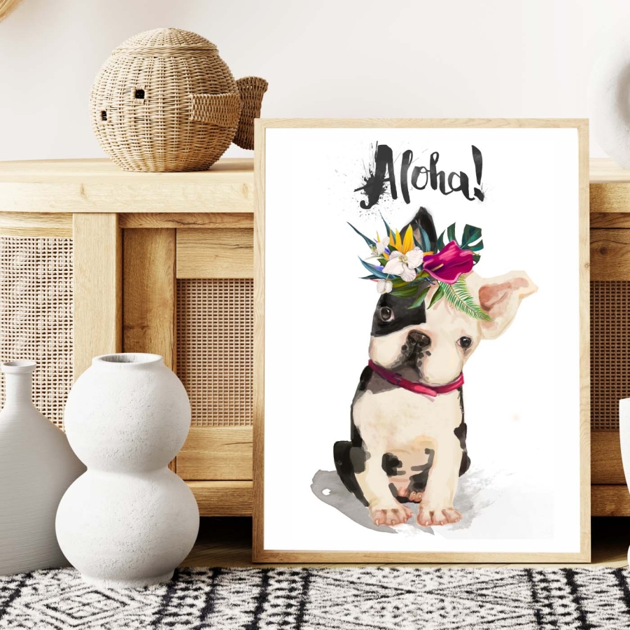 Buldog Francuski Aloha - Plakat, obrazek na ścianę dla dzieci.jpg