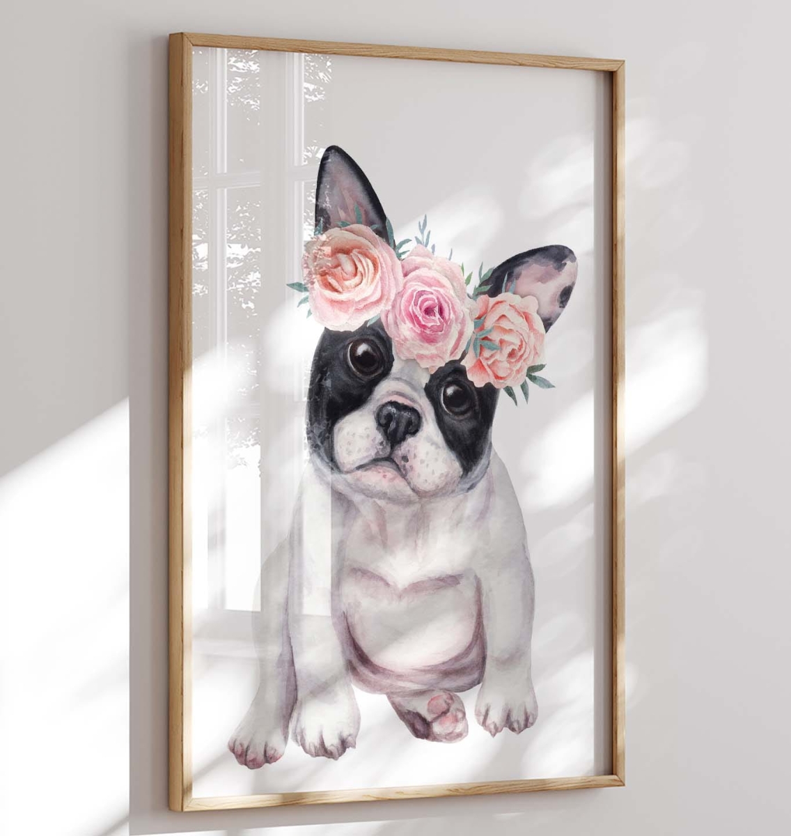 Plakat Buldog Francuski z wianuszkiem .jpg