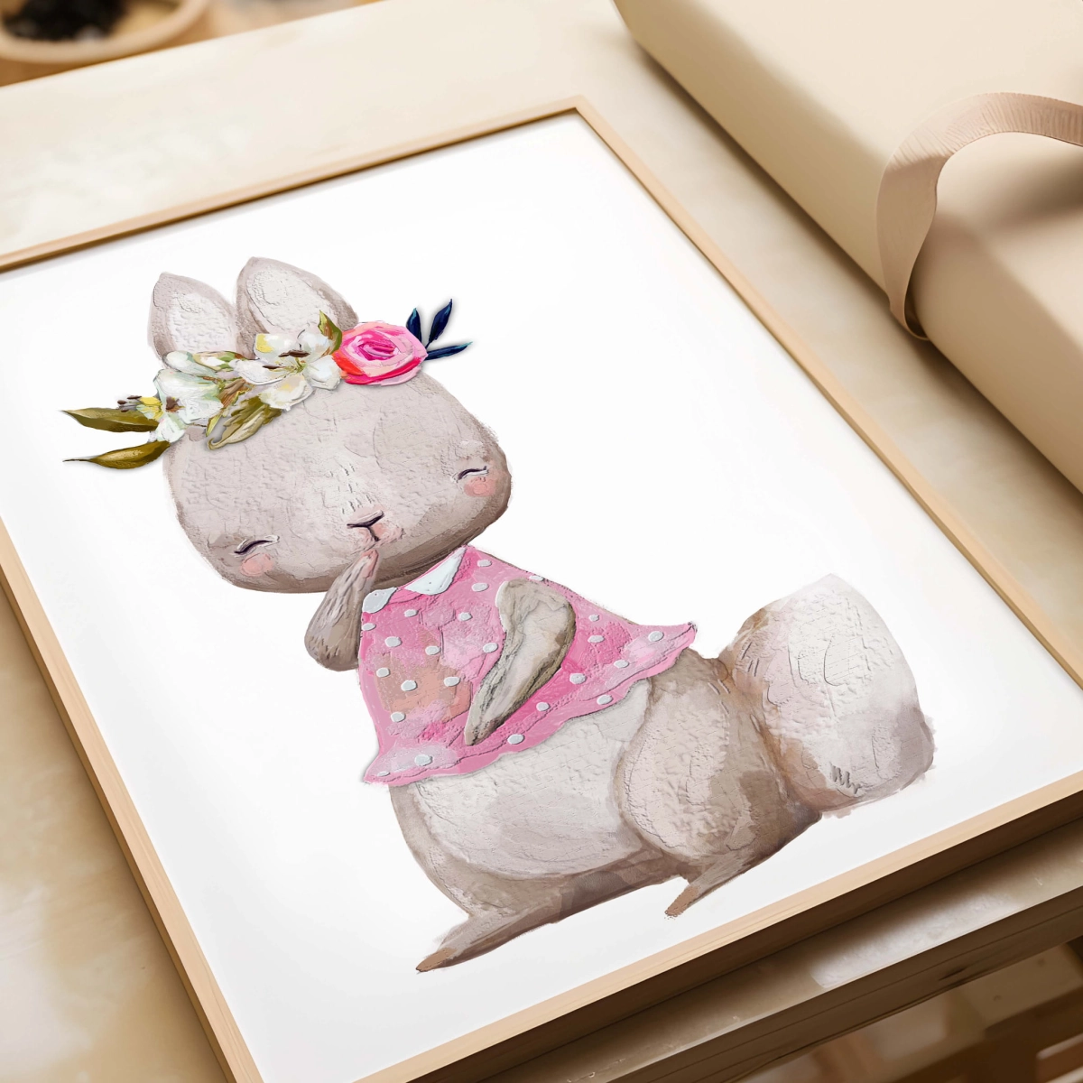 Króliczek, zajączek z wianuszkiem - Plakat na ścianę dla dzieci.jpg
