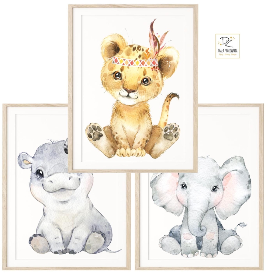 Hipcio, Słonik, Lew Zestaw 3 plakaty Sawanna Nr.2.jpg