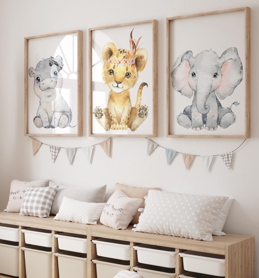Zestaw 3 plakaty Słoń, Hipcio, Lwiątko Savanna Nr.2.jpg