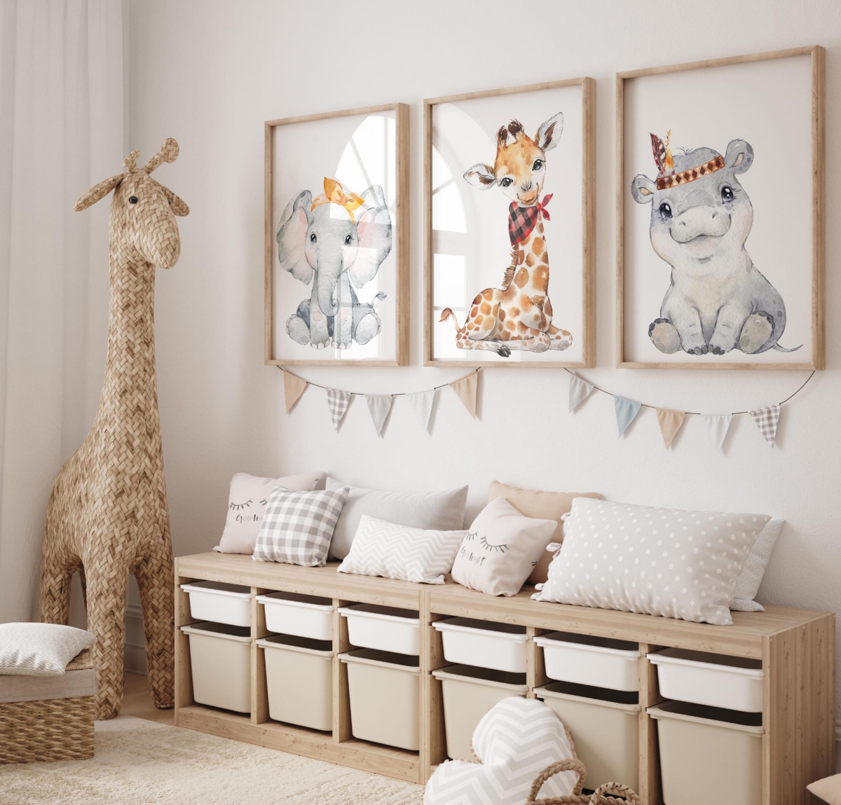 Hipcio, Słonik, Żyrafa Zestaw 3 plakaty, obrazki  Sawanna Nr.1.jpg