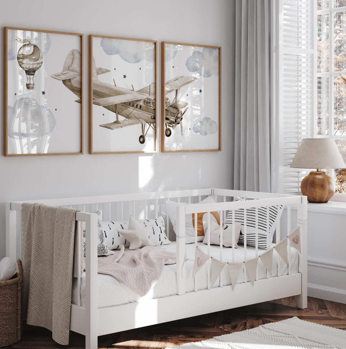 Zestaw Nr.1 – ilustracje samolotów i balonów na ścianę