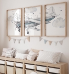 Zestaw plakatów z samolotami i balonami – Tryptyk Nr.4