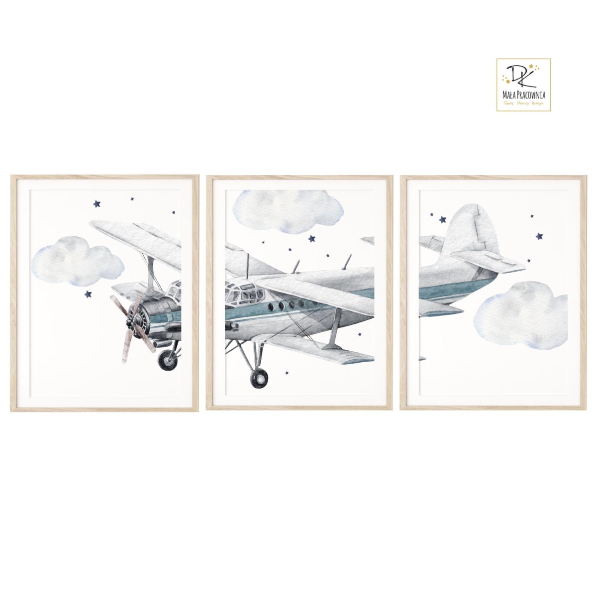 Zestaw 3 plakatów Samoloty, Balony Retro Nr.4