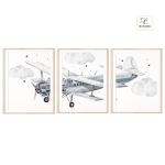 Zestaw 3 plakatów Samoloty, Balony Retro Nr.4