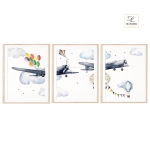 Plakaty vintage do pokoju chłopca – samoloty i niebo
