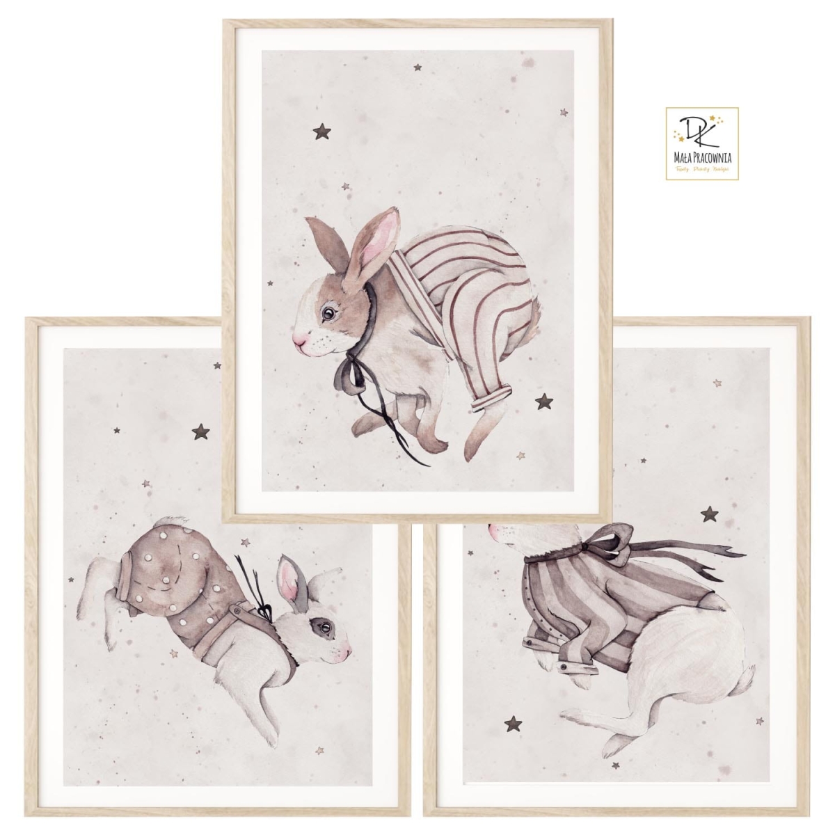 Retro króliczki vintage - Zestaw 3 obrazki plakaty.jpg