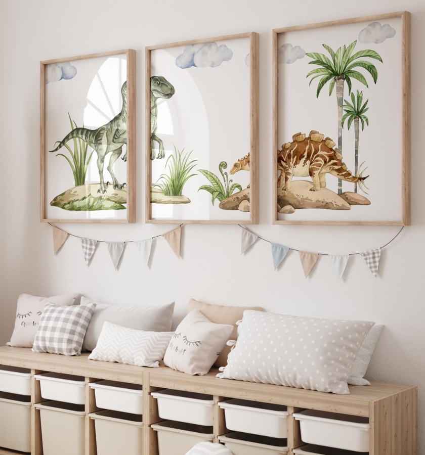 zestaw plakatów prehistorycznych Dinozaury .jpg