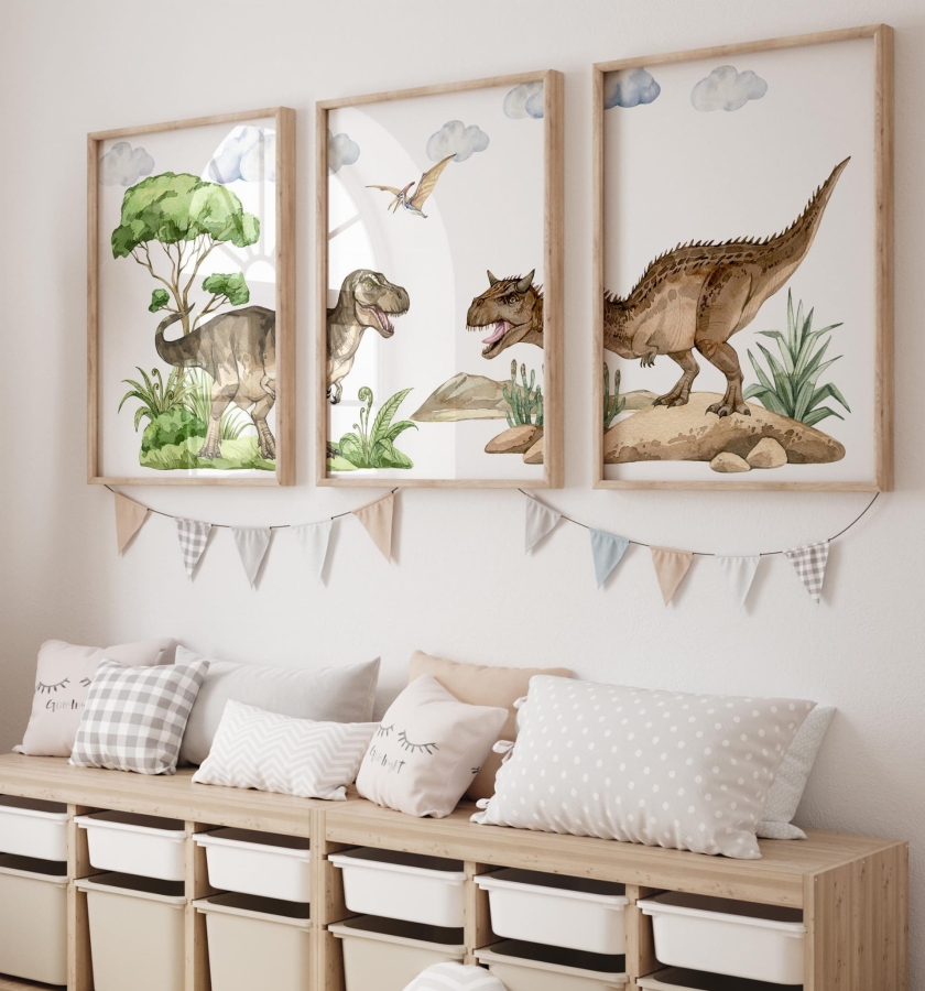 Dinozaury Tyrannosaurus rex, Karnotaur - Zestaw 3 plakaty.jpg