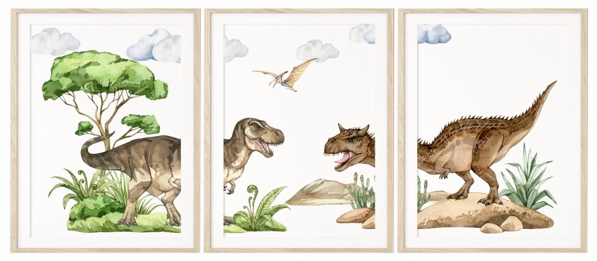 Zestaw 3 plakaty Dinozaury Tyrannosaurus rex, Karnotaur.jpg