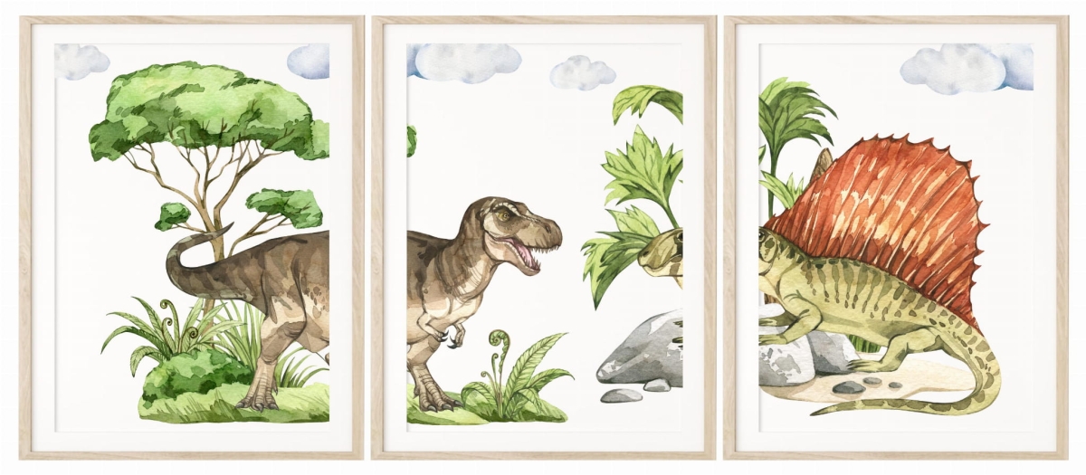 Dinozaury Dimetrodon, Tyrannosaurus rex - Zestaw 3 plakaty.jpg