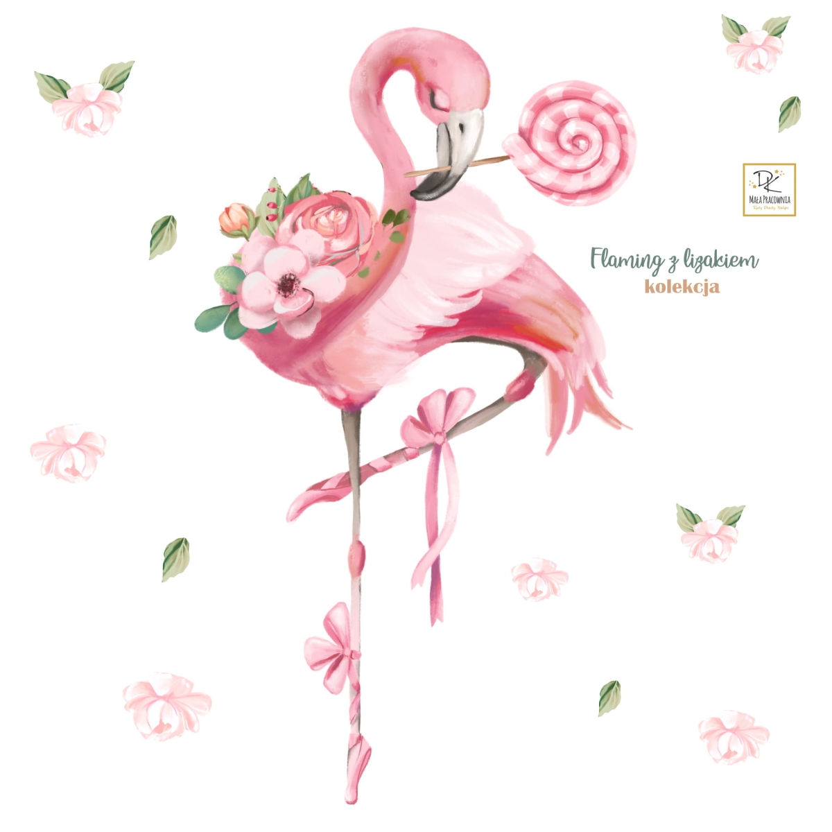 Flaming z lizakiem kwiatki naklejka.jpg