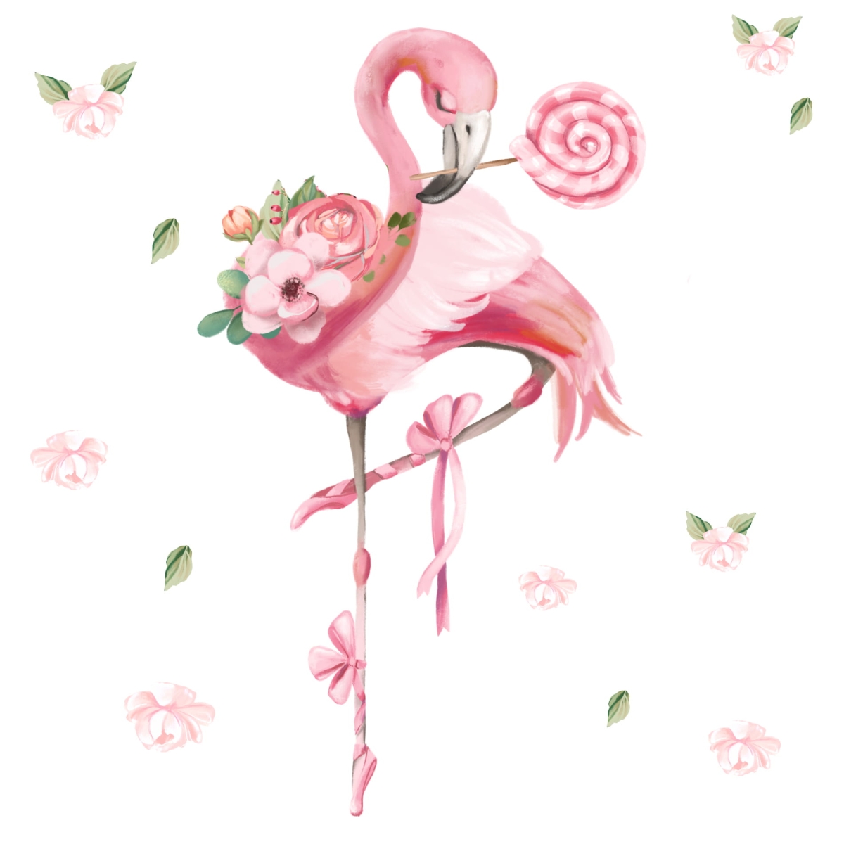 Flaming z lizakiem kwiatk i- Naklejka.jpg