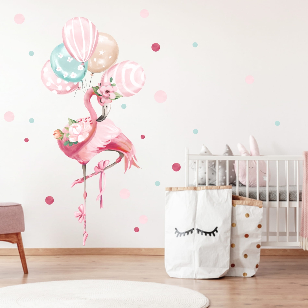 Flaming z balonami Naklejka.jpg