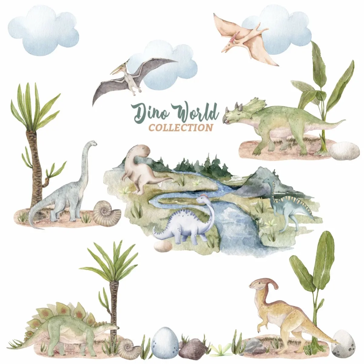 Dinozaury – Komplet – Naklejka na Ścianę dla Chłopców – Stegozaur.webp