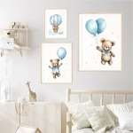 Plakaty z misiami w odcieniach niebieskiego – zestaw 3 sztuki | Mała Pracownia