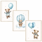 Zestaw plakatów z misiami do pokoju dziecka | Mała Pracownia