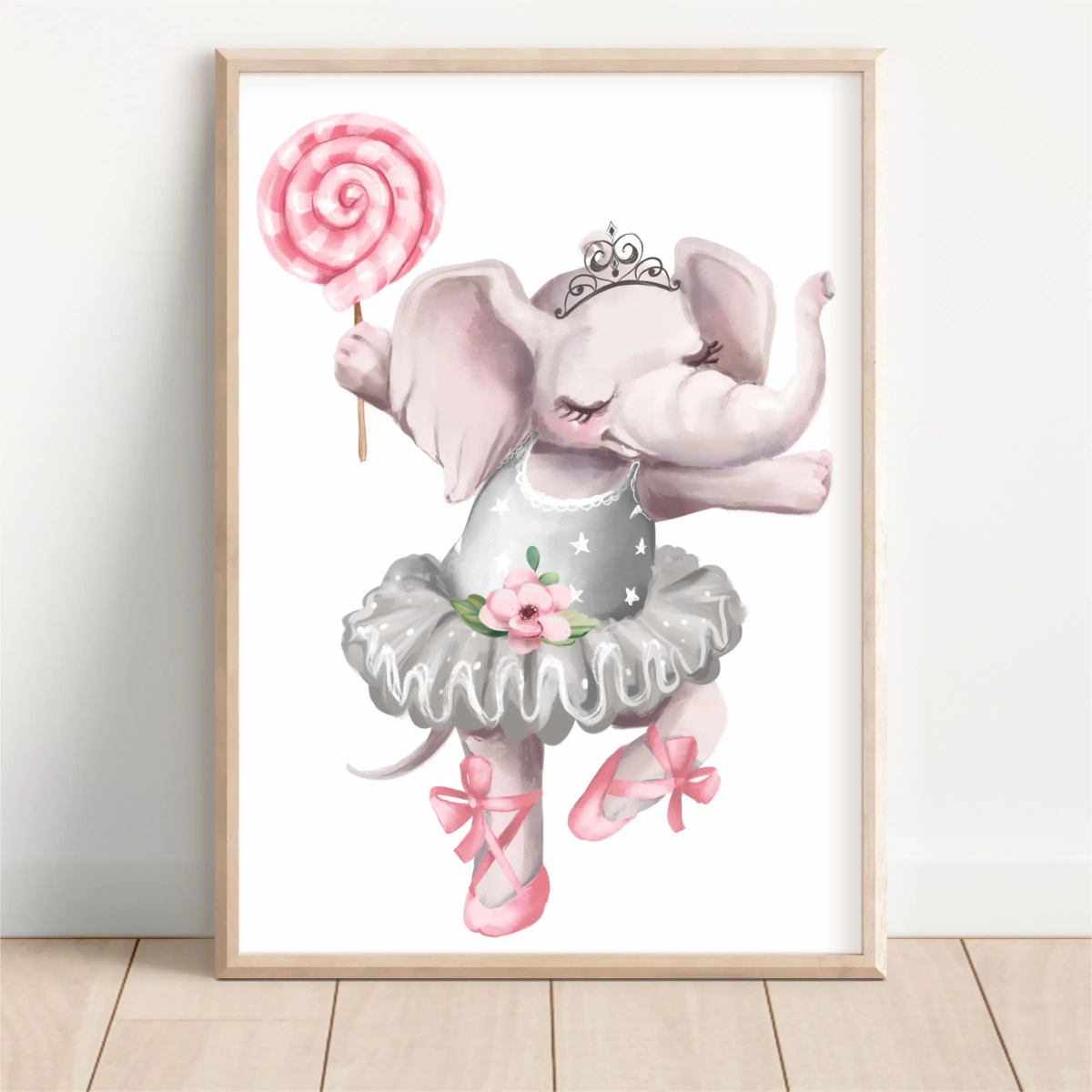 Dekoracyjny plakat dla dziewczynki – słonik baletnica