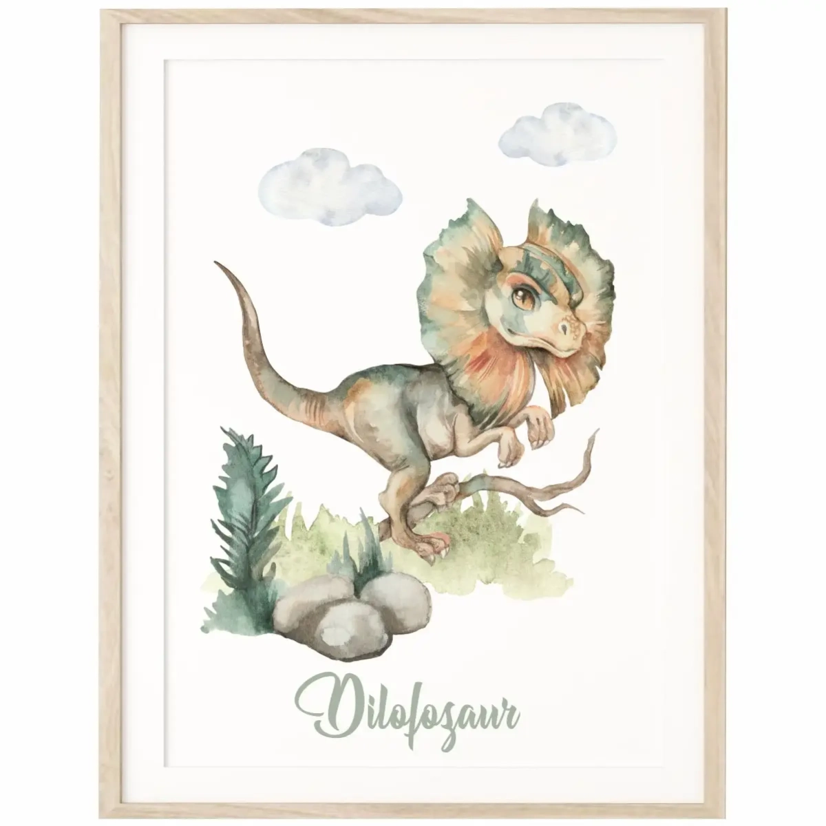 Plakat dinozaur Dilofozaur na ścianę dla chłopca