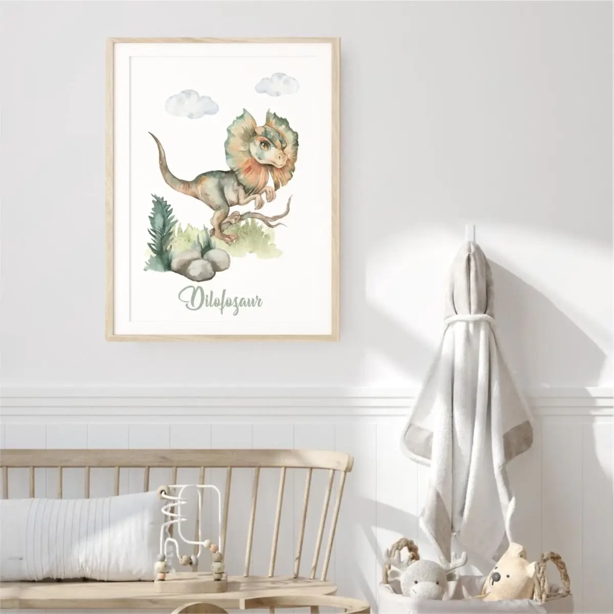 Dekoracja pokoju dziecięcego dla chłopca z Dilofozaurem