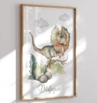 Akwarelowy Dilofozaur – plakat dla chłopca